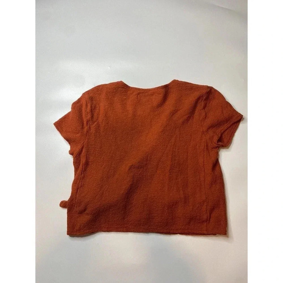 Madewell Womens Size S Texture & Thread Wrap-Tie Blouse Top Rust Orange Cotton - Picture 8 of 8